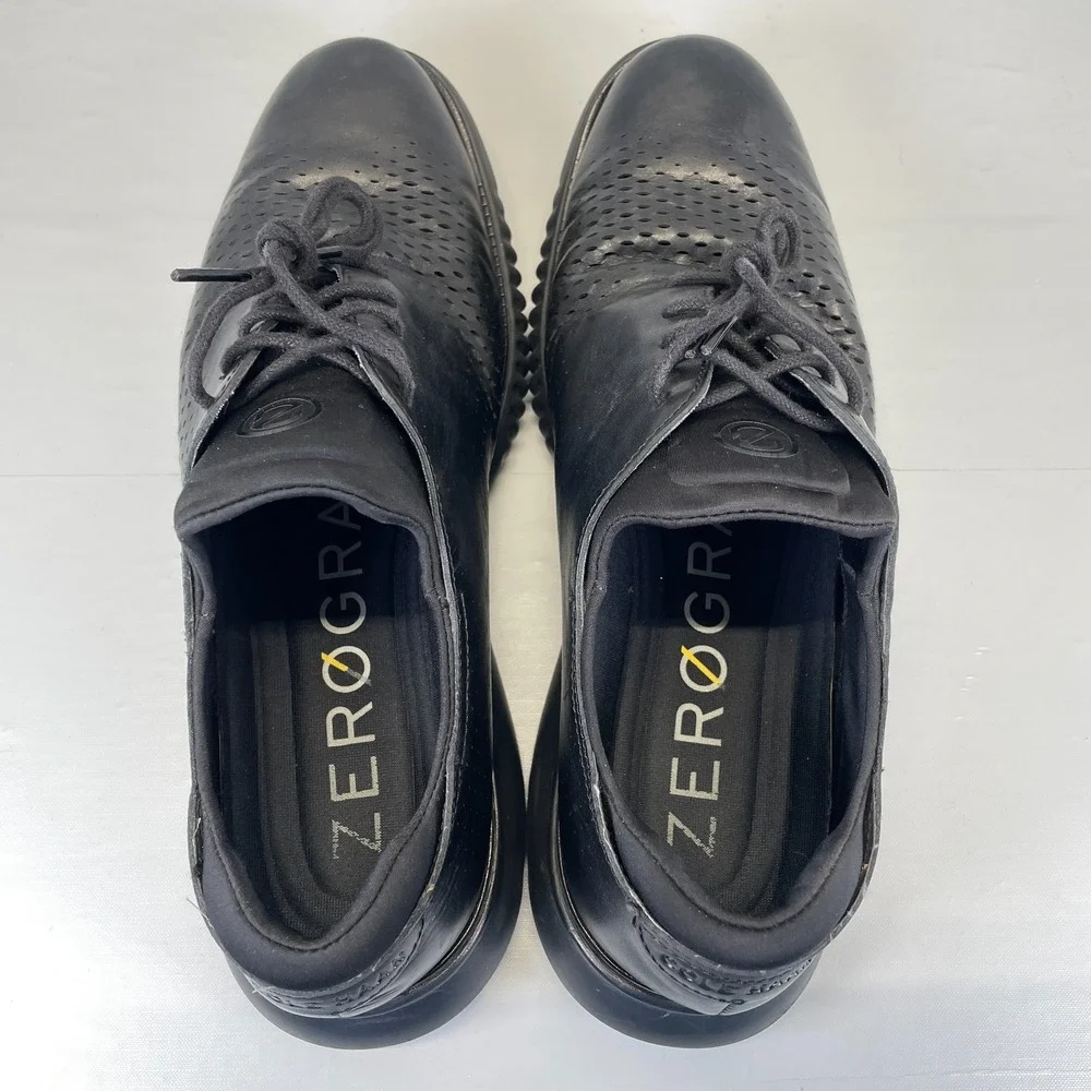 Cole Haan 2.Zerogrand Oxfords Mens Size 11.5 M Black Leather Laser Wingtip Shoes